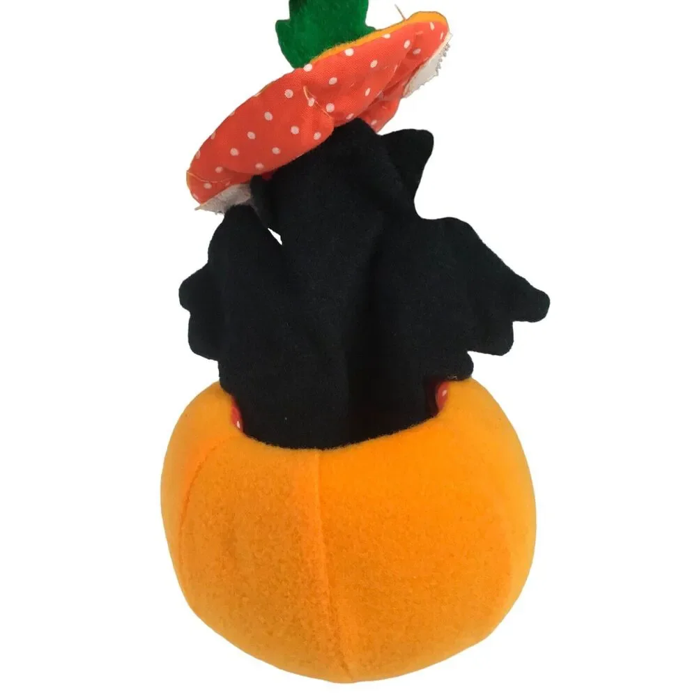 Applause 1986 Halloween Pop Up Pumpkin Plush Bat Jack-O-Lantern Stuffed Vintage